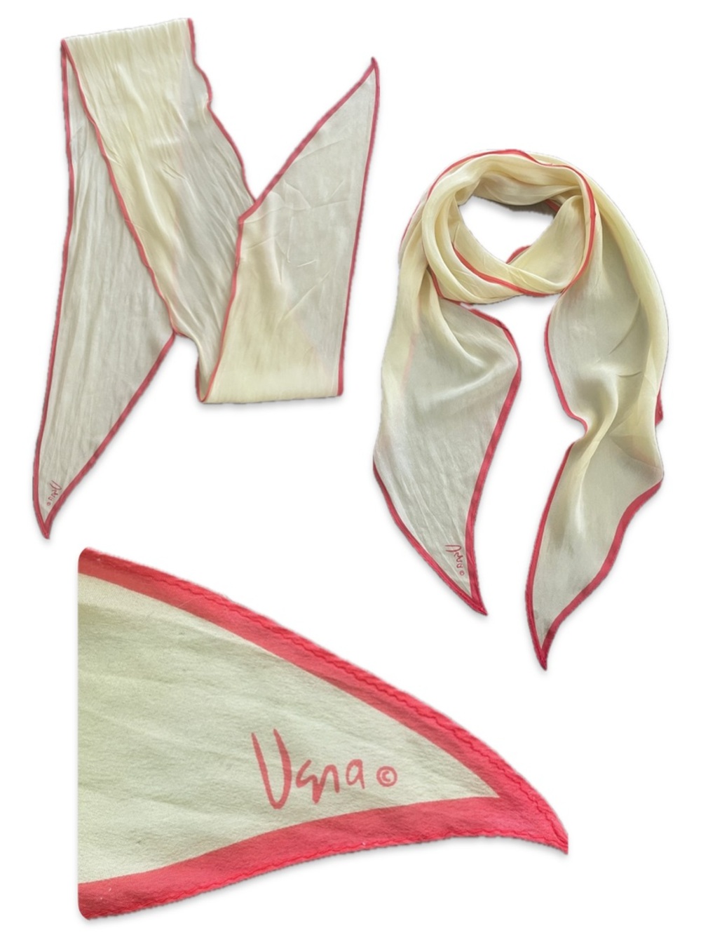Vintage Vera Neumann Silk Scarf Rare Long Diamond Point Chevron Yellow Pink